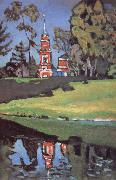 Wassily Kandinsky Voros templom oil on canvas